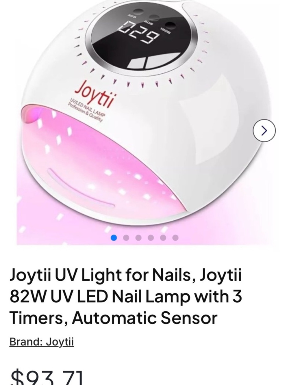 Joytii 82W UV LED Nail Lamp - White with Pink Light